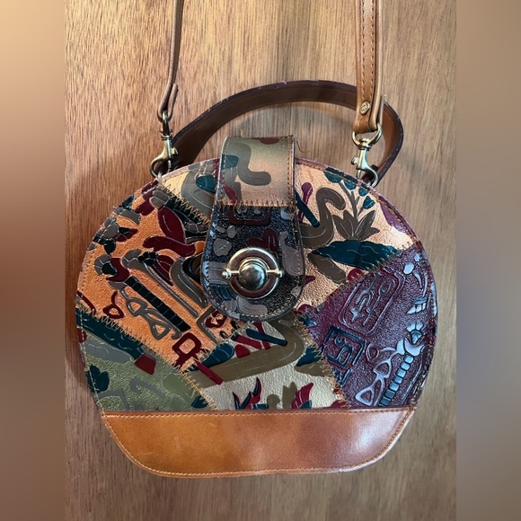 Vtg Princess Tooled Leather Bag Made In Korea Hieroglyphics Aztec Look - Picture 1 of 4